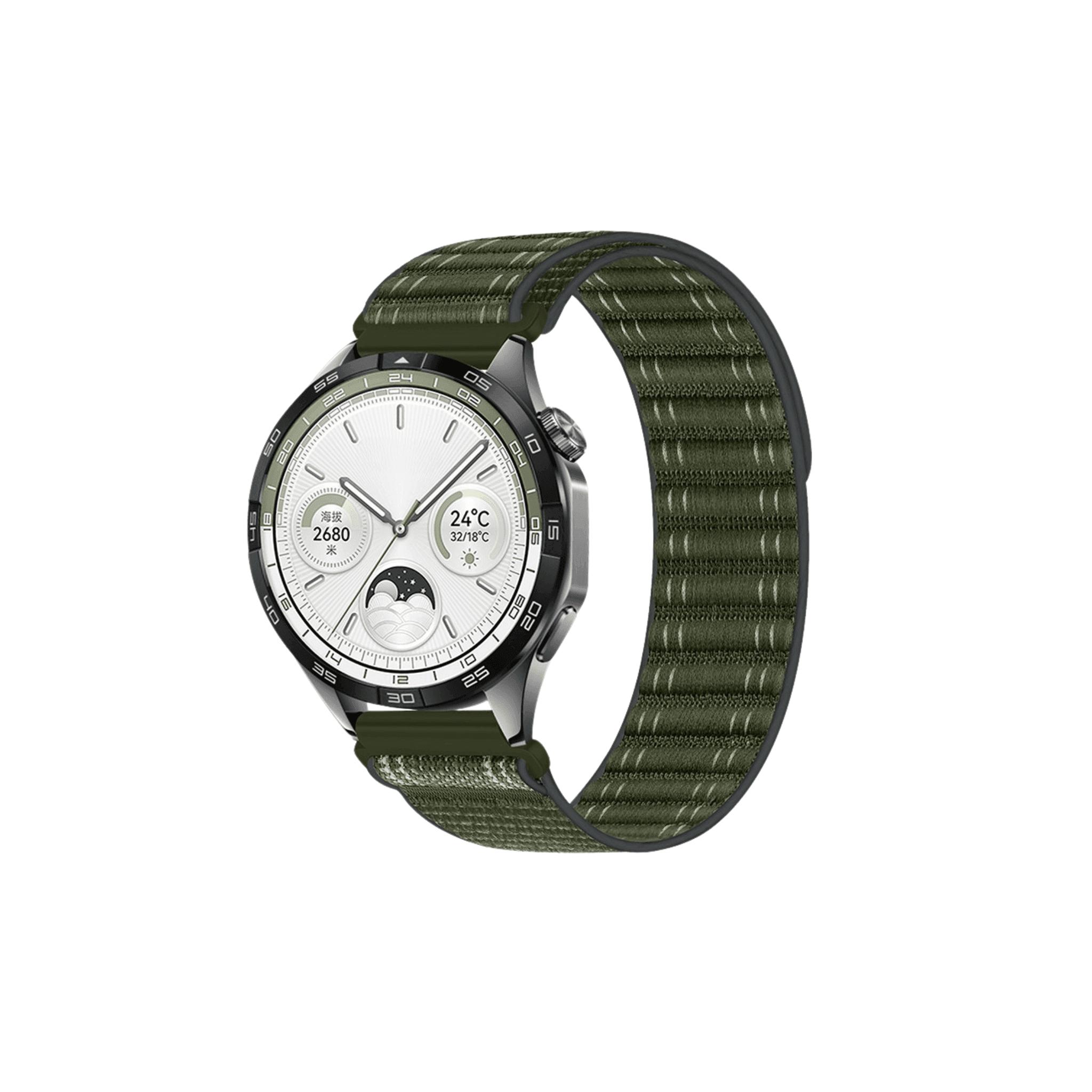Flex Armband in Militärgrün – robuster, atmungsaktiver Stoff mit Klettverschluss, perfekt für Outdoor-Aktivitäten mit Garmin, Samsung oder Amazfit (20 mm)